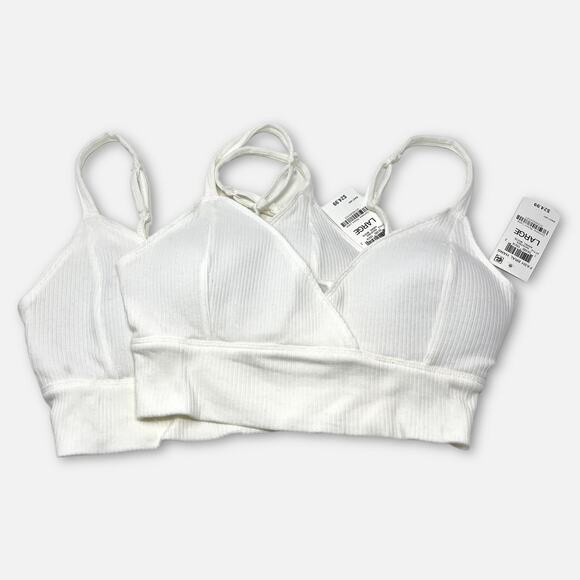 Jenni Intimates NWT Womens 2 Pack Padded Bralettes Adjustable Size L Angel White - Picture 1 of 7